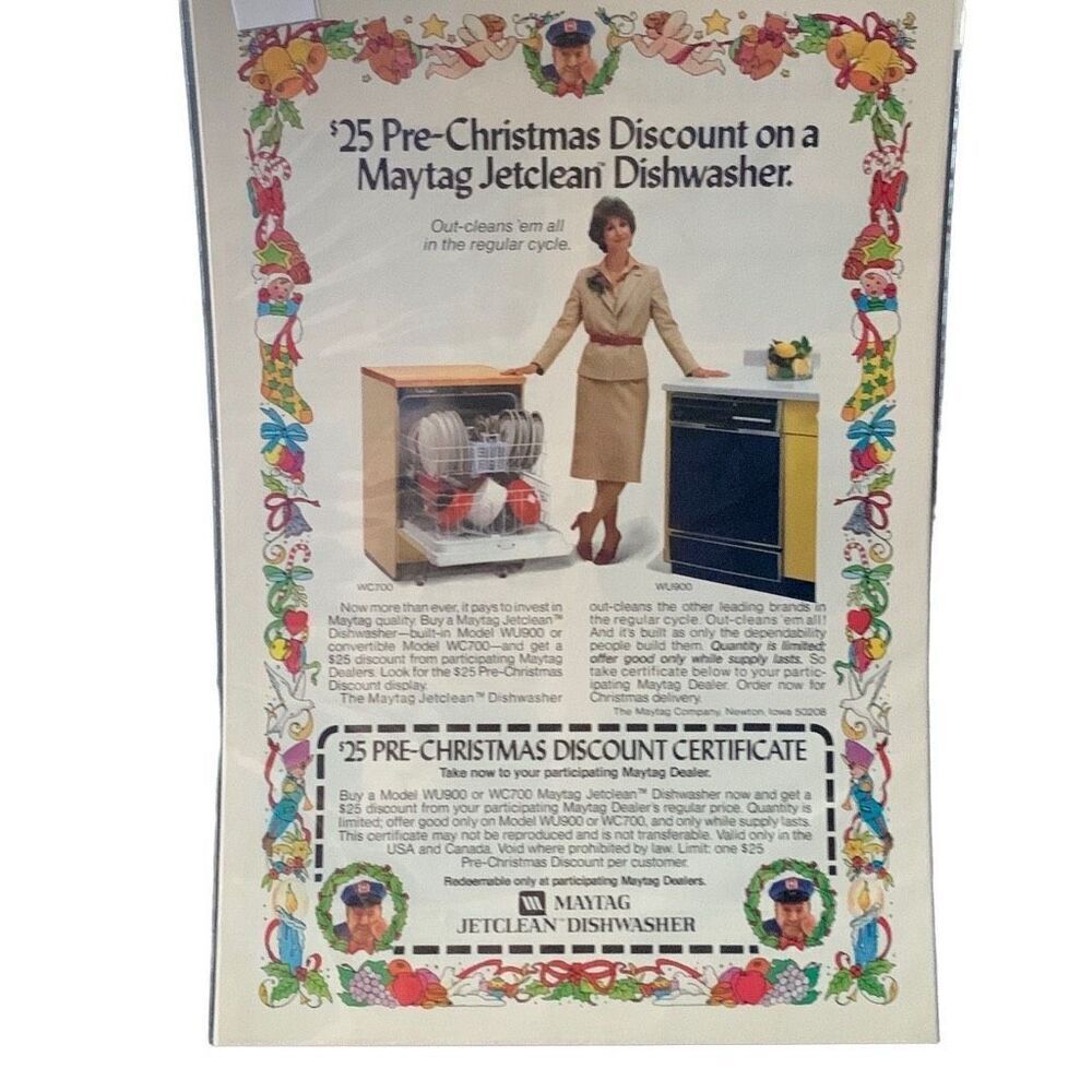 Vintage 1979 Maytag Jetclean Dishwasher Christmas Ad Advertisment